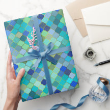 Blå Aqua Marockansk Mosaik Mönster