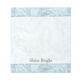 Blå Aqua Silver Marble Swirls Anteckningsblock