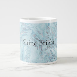 Blå Aqua Silver Marble Swirls Jumbo Mugg