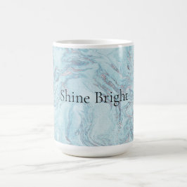 Blå Aqua Silver Marble Swirls Kaffemugg