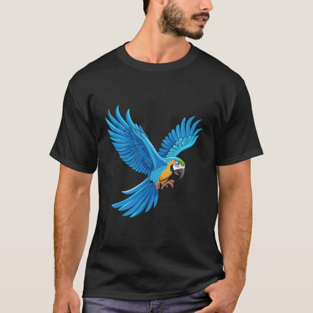 Blå ara flygande t shirt (Framsida)