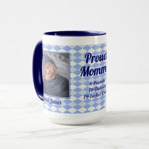 Blå Argyle Proud Mamma 2 Photo Mugg