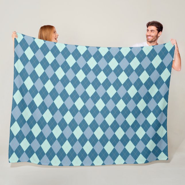 Blå Argyle Vintage Mönster Fleecefilt (På plats)