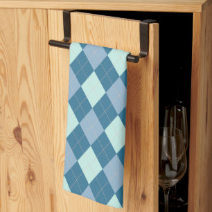 Blå Argyle Vintage Mönster Kökshandduk