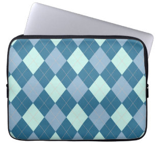 Blå Argyle Vintage Mönster Laptop Fodral