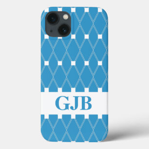 Blå argyllene lattice med monogram