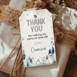 Blå Arktiska Djur Vinter Födelsedag Tack Kort