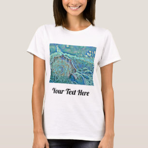 Blå årstidsbunt i skummålning t shirt