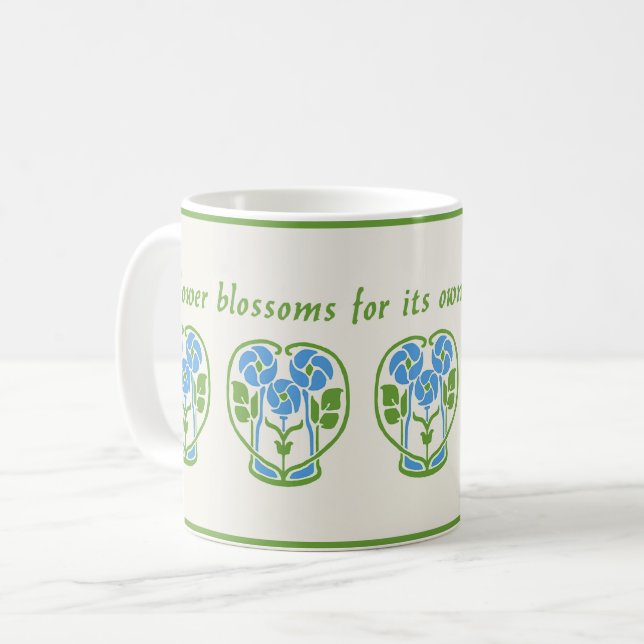 Blå Art nouveau-blommor, kaffe Mugg (Framsida vänster)
