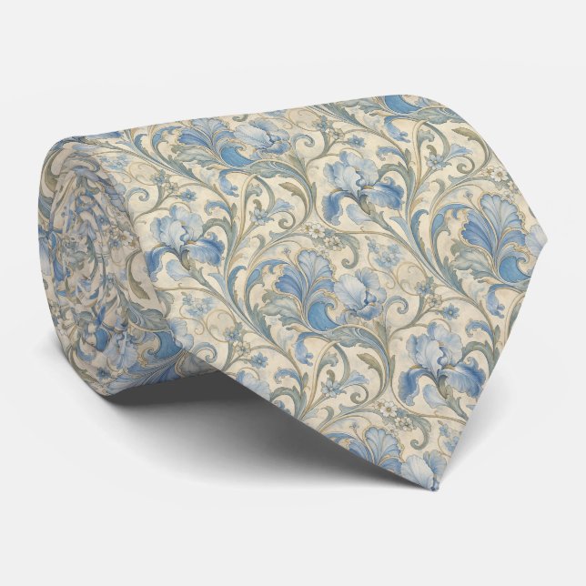 Blå Art Nouveau slips (Rullad)