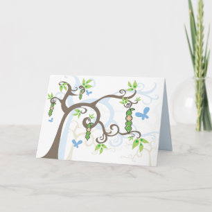 Blå ärta i en Pod Magic Garden Baby Shower Card Kort