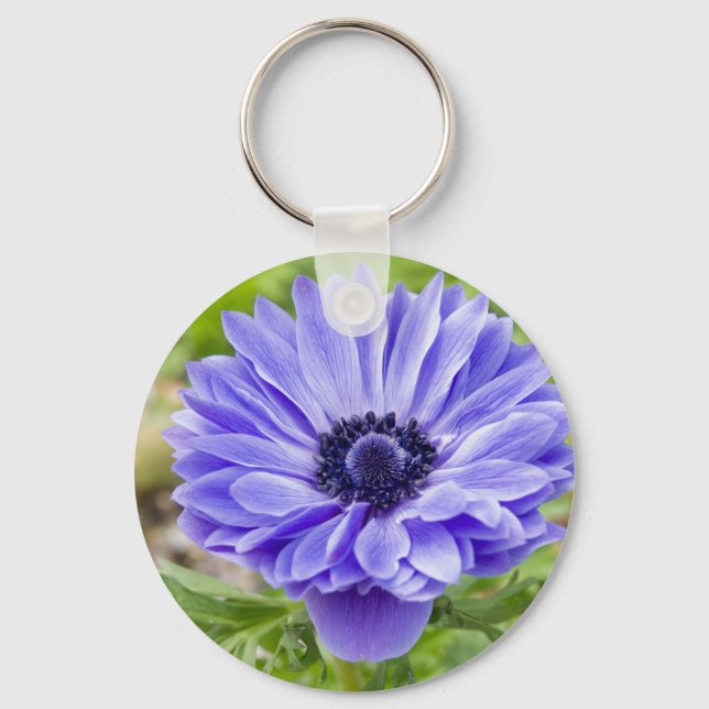 Blå aster Flower Keychain Nyckelring (Framsida)
