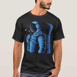Blå astronaut - berjukande kaffe i rymden t shirt