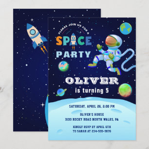 Blå astronaut Galaxy Rymden Party Inbjudningar