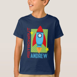 Blå astronaut-Namn-rymden Rocket Party Shirt T Shirt