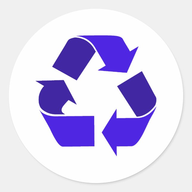 blå återvinna runt klistermärke (Framsida)