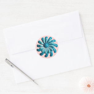 Blå atomblomman Blommigt Vår, sommartid Bröllop Runt Klistermärke
