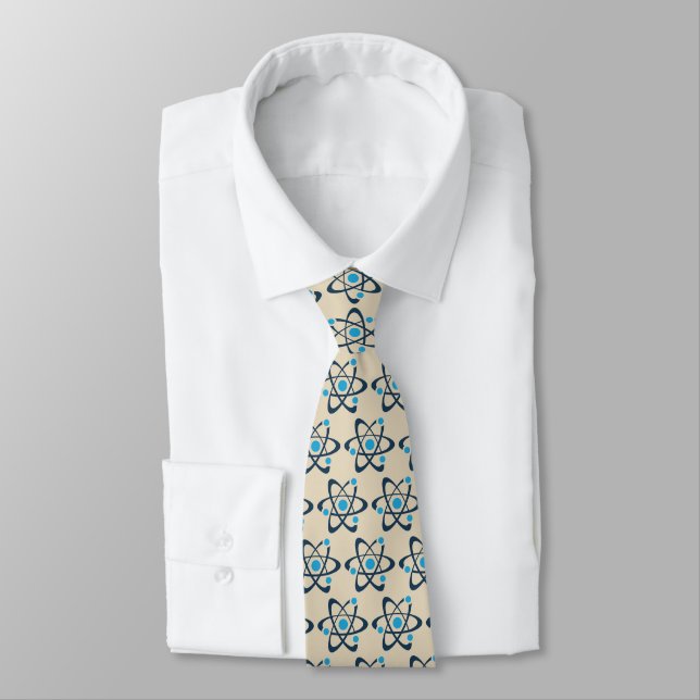 Blå Atoms Design Necktie Slips (Bunden)