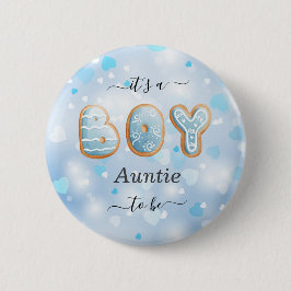 Blå Auntie to be Boy Baby Shower Button Knapp