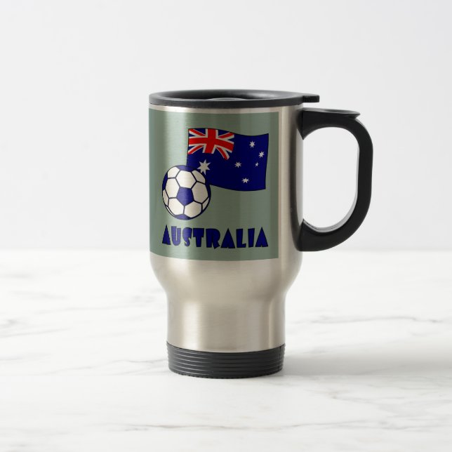 Blå australiensisk fotboll Flagga Grön bakgrund Resemugg (Höger)