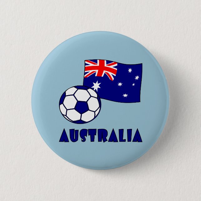 Blå australiensisk fotbollsflagga blå bakgrund  knapp (Framsida)