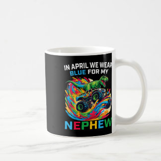 Blå Autism Medvetenhet Nevö T Rex Monster Truck D Kaffemugg
