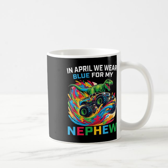 Blå Autism Medvetenhet Nevö T Rex Monster Truck D Kaffemugg (Höger)
