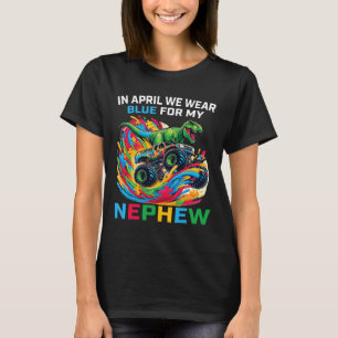 Blå Autism Medvetenhet Nevö T Rex Monster Truck D Shirt