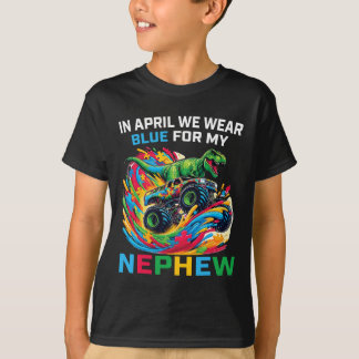Blå Autism Medvetenhet Nevö T Rex Monster Truck D Shirt
