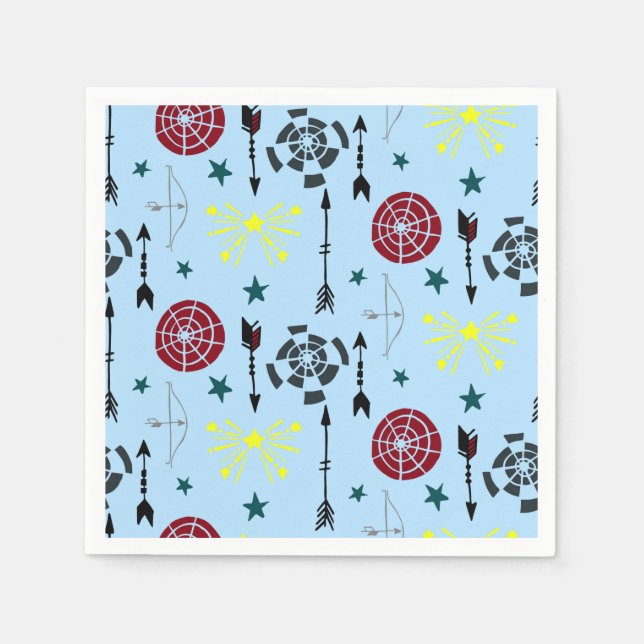Blå axelpilar och mål för bågar pappersservett (Framsidan)