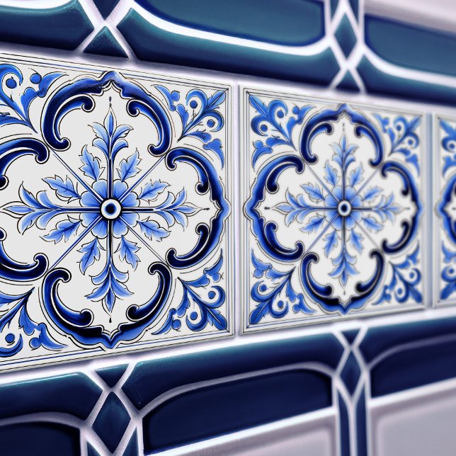 Blå Azulejo Talavera Keramisk Platta Kakelplatta (Skapare uppladdad)