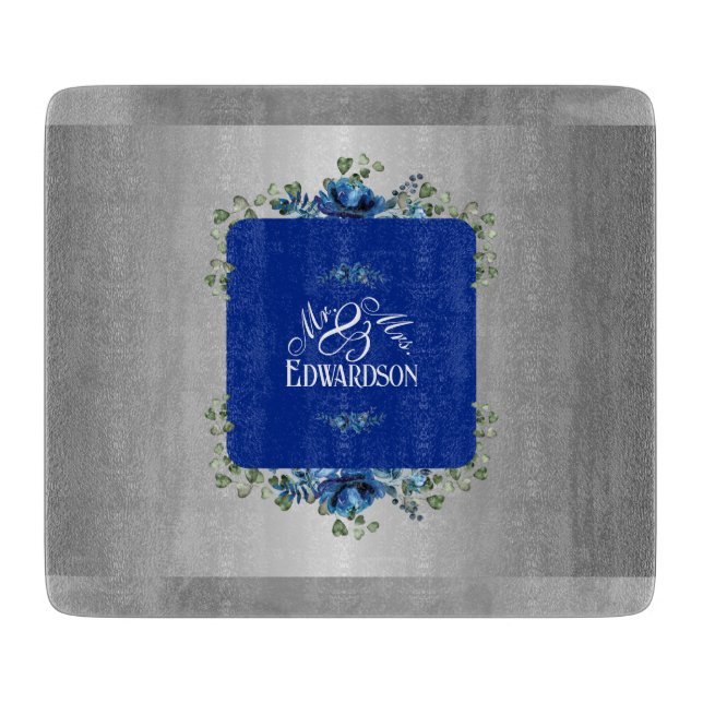 Blå Azure Blomning: Metallisk Silver Blommig  (Framsidan)