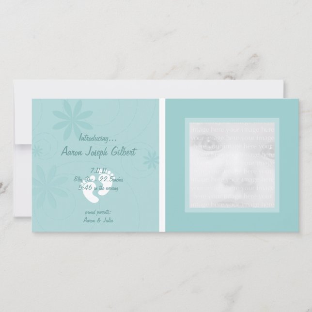 Blå Baby-annonskort Meddelande (Framsida)