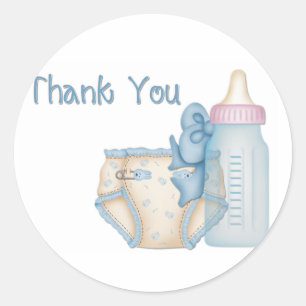 Blå Baby-blöjor och Flaska-stickers Runt Klistermärke