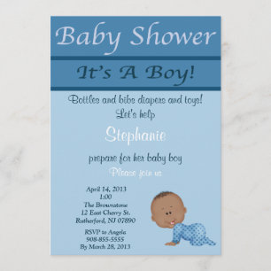 Blå Baby Boy Baby Shower-inbjudan Inbjudningar