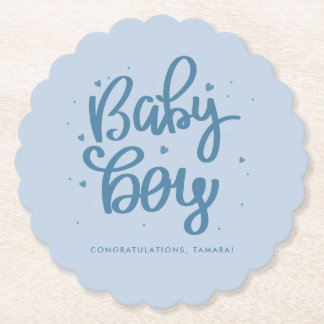 Blå Baby Boy Baby Shower Underlägg Papper