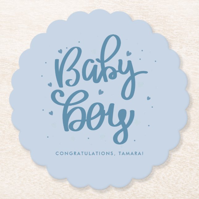 Blå Baby Boy Baby Shower  Underlägg Papper (Framsida)