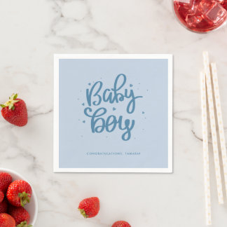 Blå Baby Boy Babyfirande Pappersservett