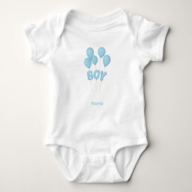 Blå Baby Boy Ballongfirande  T Shirt (Framsida)