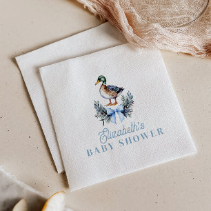 Blå Baby Boy Mullardands-Anka Baby Shower Pappersservett