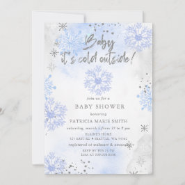 Blå Baby det är kallt ute Vinter Baby Shower Inbjudningar