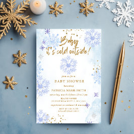 Blå Baby det är kallt ute Vinter Baby Shower Inbjudningar