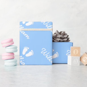 Blå baby fötter som är pappra med anpassningsbar p presentpapper
