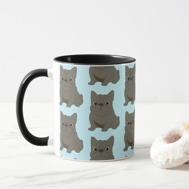 Blå Baby Fransk Bulldog, blå Mugg (Med munk)