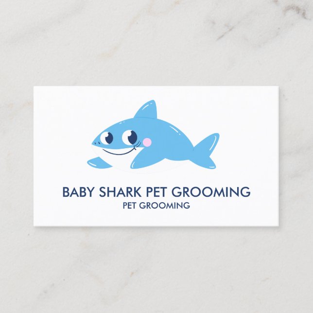 Blå Baby Haj Fisk Visitkort (Framsida)