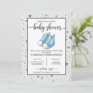 Blå Baby High Tops Baby Shower Inbjudningar