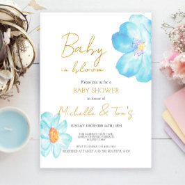 Blå Baby i Blom Invitation Inbjudningar
