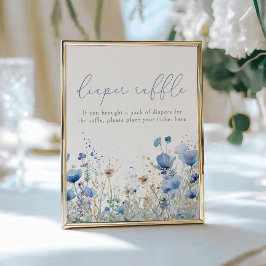 Blå Baby i Bloom Blommigt Wildblomme Diaper Raffle Poster