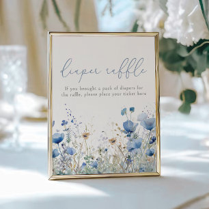 Blå Baby i Bloom Blommigt Wildblomme Diaper Raffle Poster