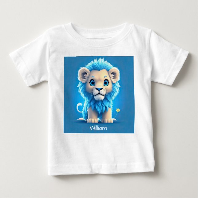 Blå Baby Lejont för Lejona Älskare T Shirt (Framsida)